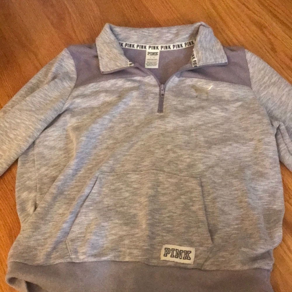 Pink oversize half crew neck zip